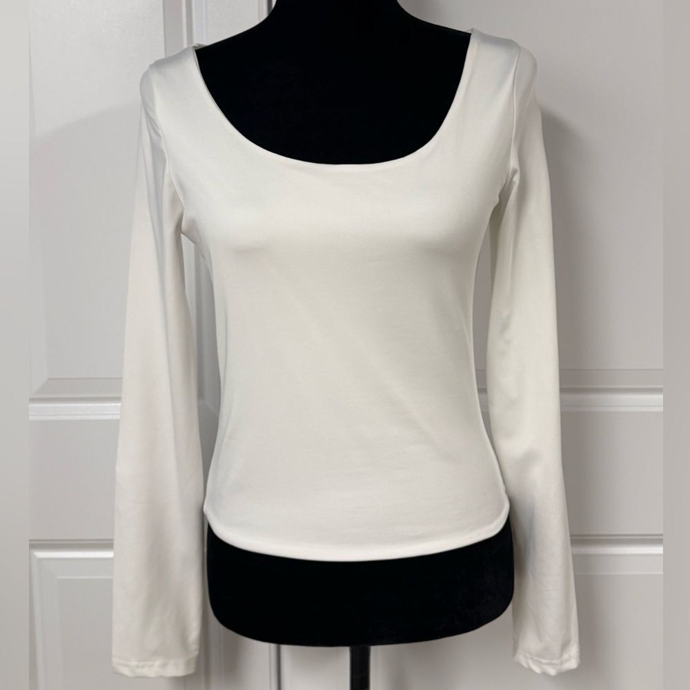 White Cropped Scoop Neck Top
